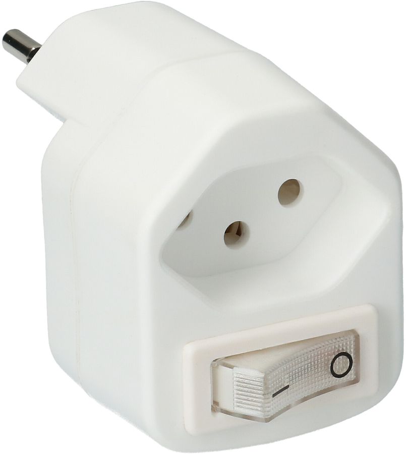 multi adaptateur 1x type 13 3 pôles blanc interrupteur