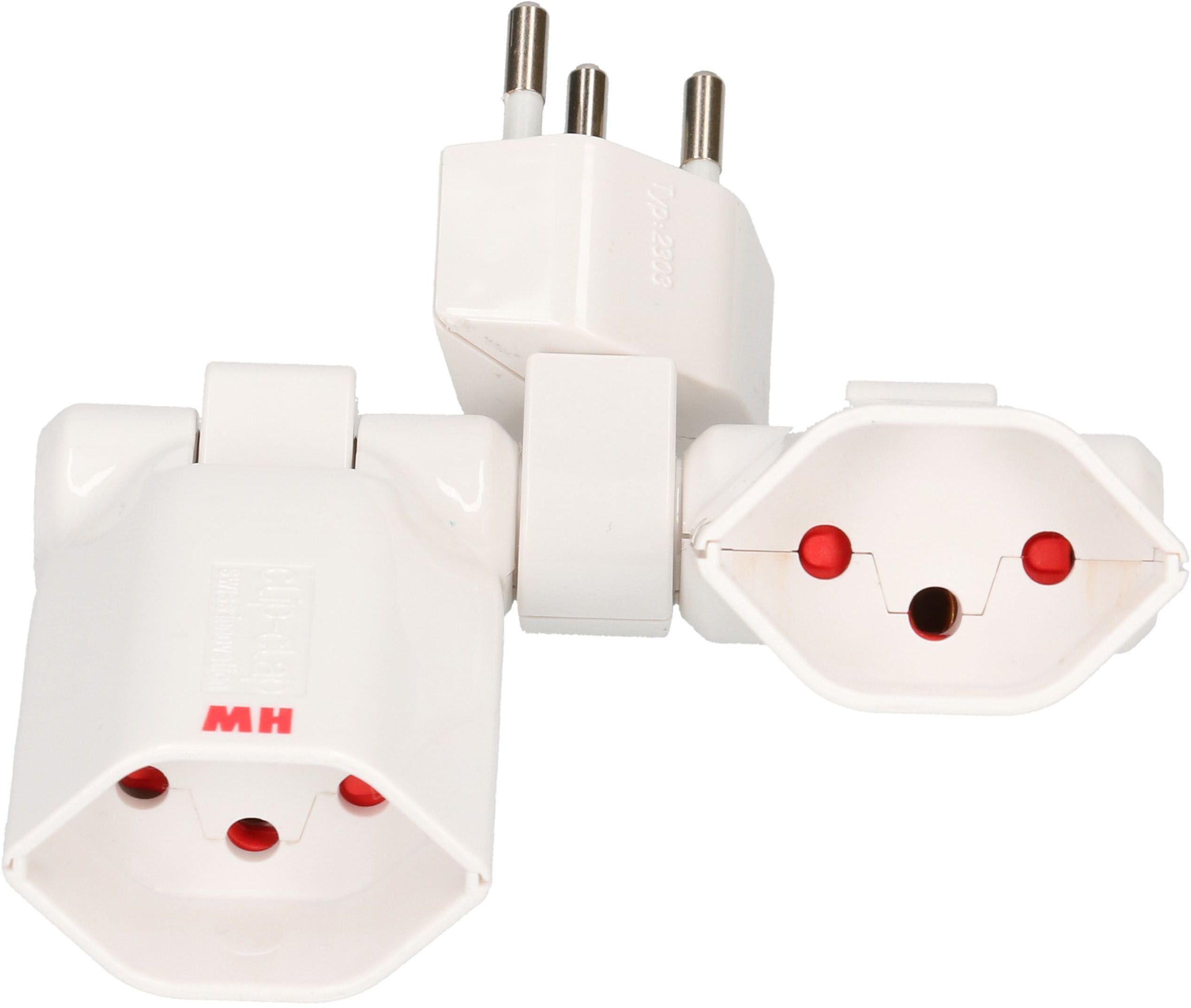 multi adaptateur clip-clap 2x type 13 3 pôles blanc BS