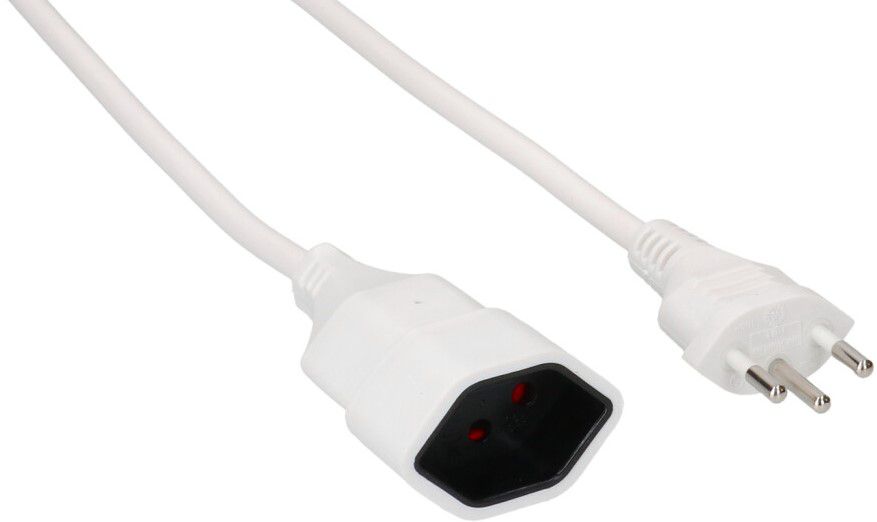 Rallonge TD H05VV-F3G1.0 5m blanc BS type 12 / type 13
