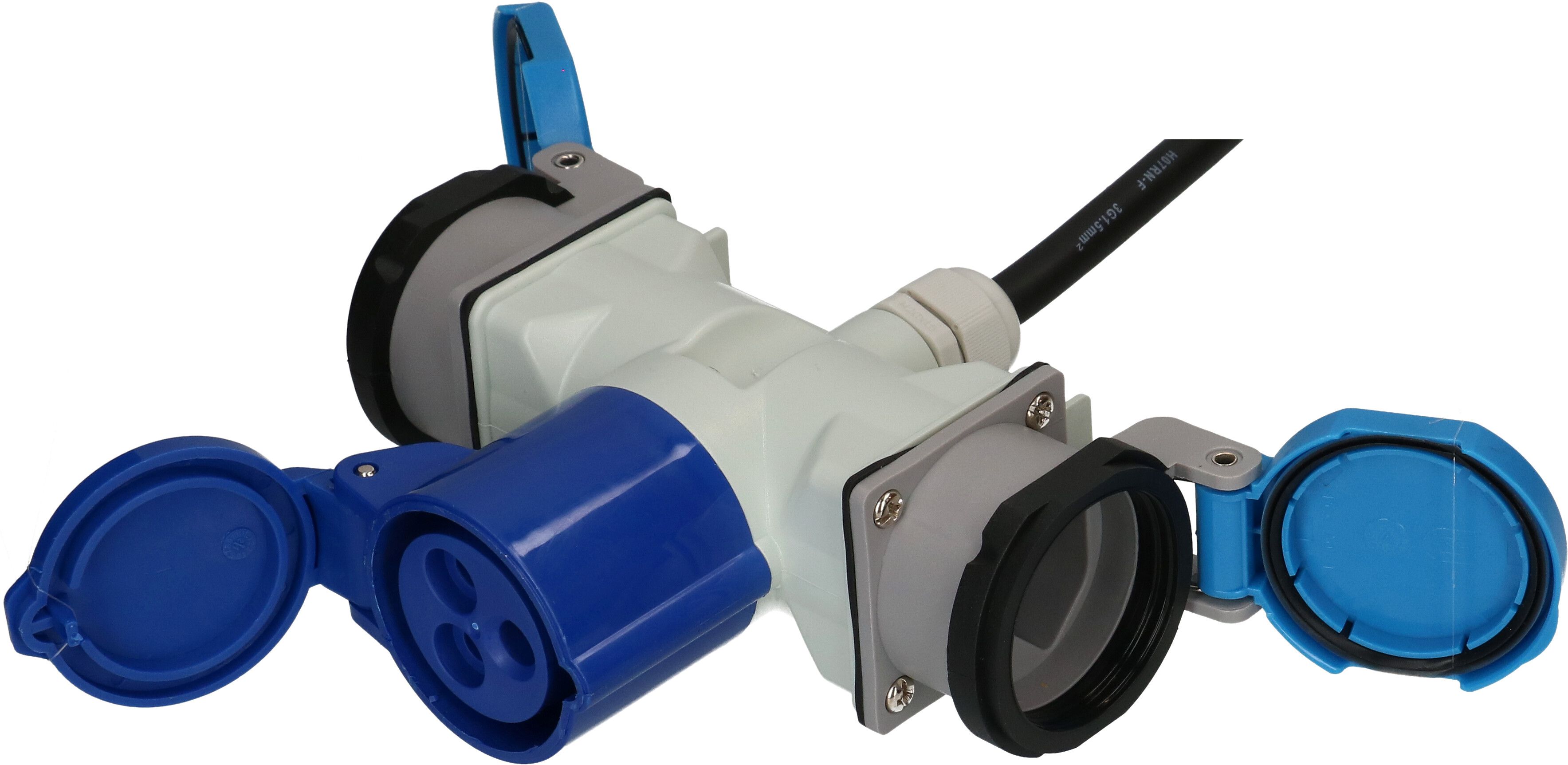 CEE-Verlänger. H07RN-F3G1.5 1.5m sw CEE16-3/CEE16-3 +Typ 23 IP55