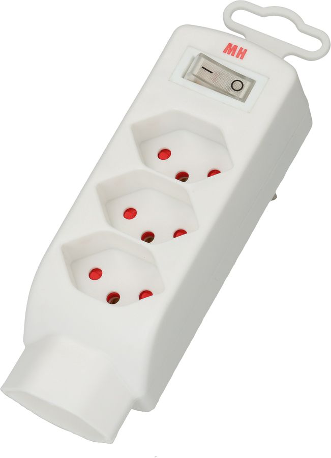 multi adaptateur Safety Line 4x type 13 3-pôles blanc +interrup.