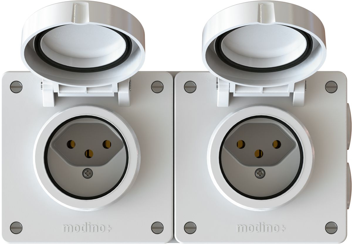 combinazione tipo 13 / tipo 13 dim.2x1 AP exo IP55 bianco