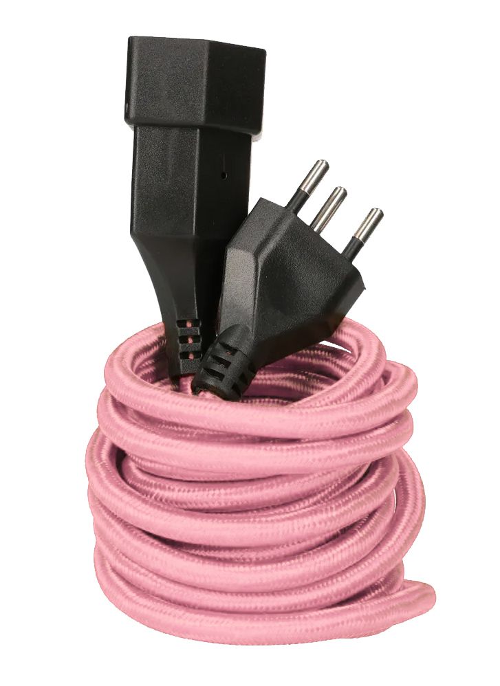 Rallonge textile H05VV-F3G1.0 3m rosa type 12 / type 13