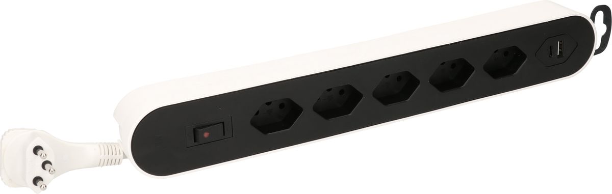 multipresa Design Line 5x tipo 13 USB A+C bi/ne interr. 2.2m pia.