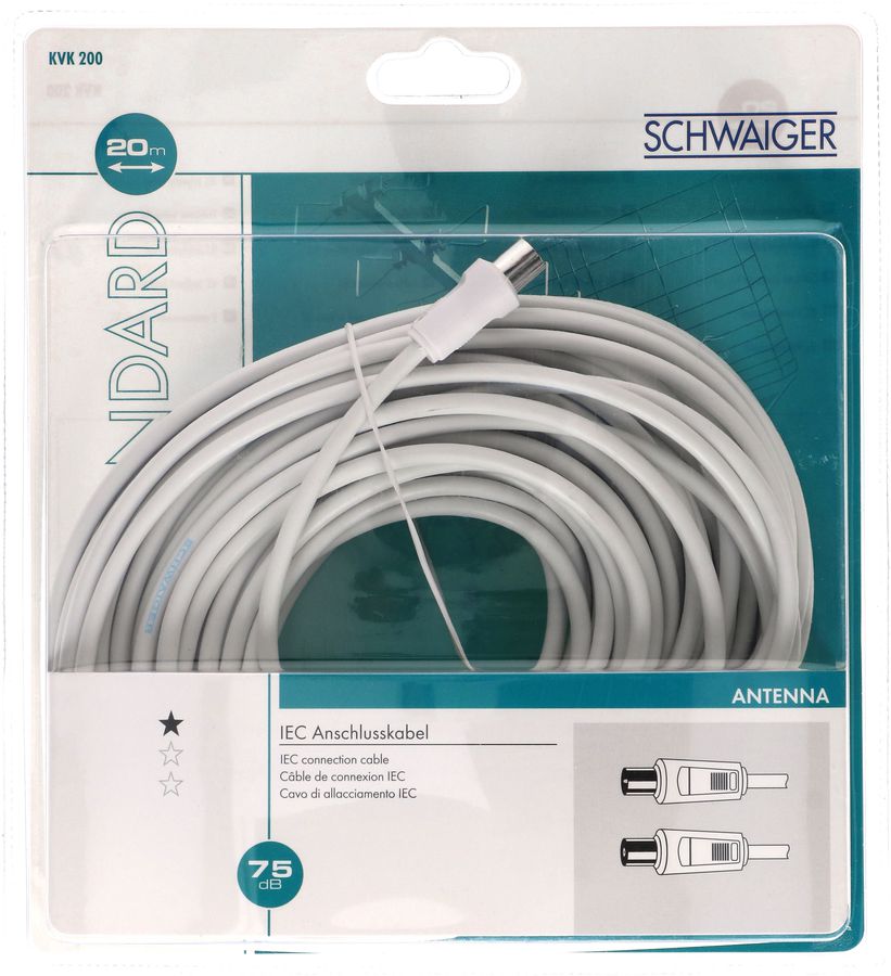 Antennen-Anschlusskabel 75dB 20m weiss