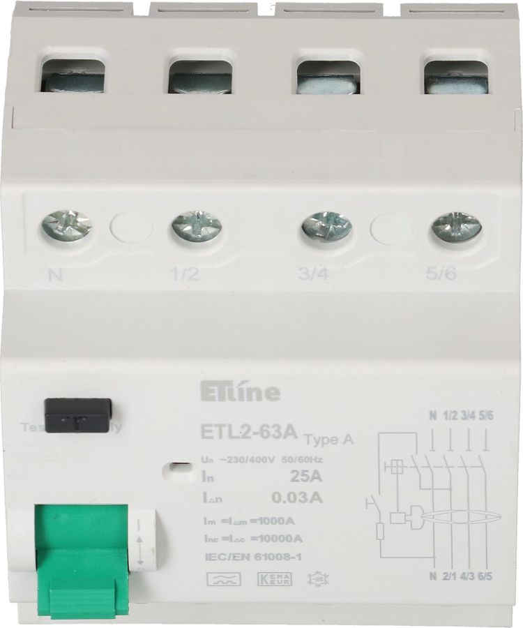 interruttore differenziale 3P+N 25A 30mA tipo A 10kA