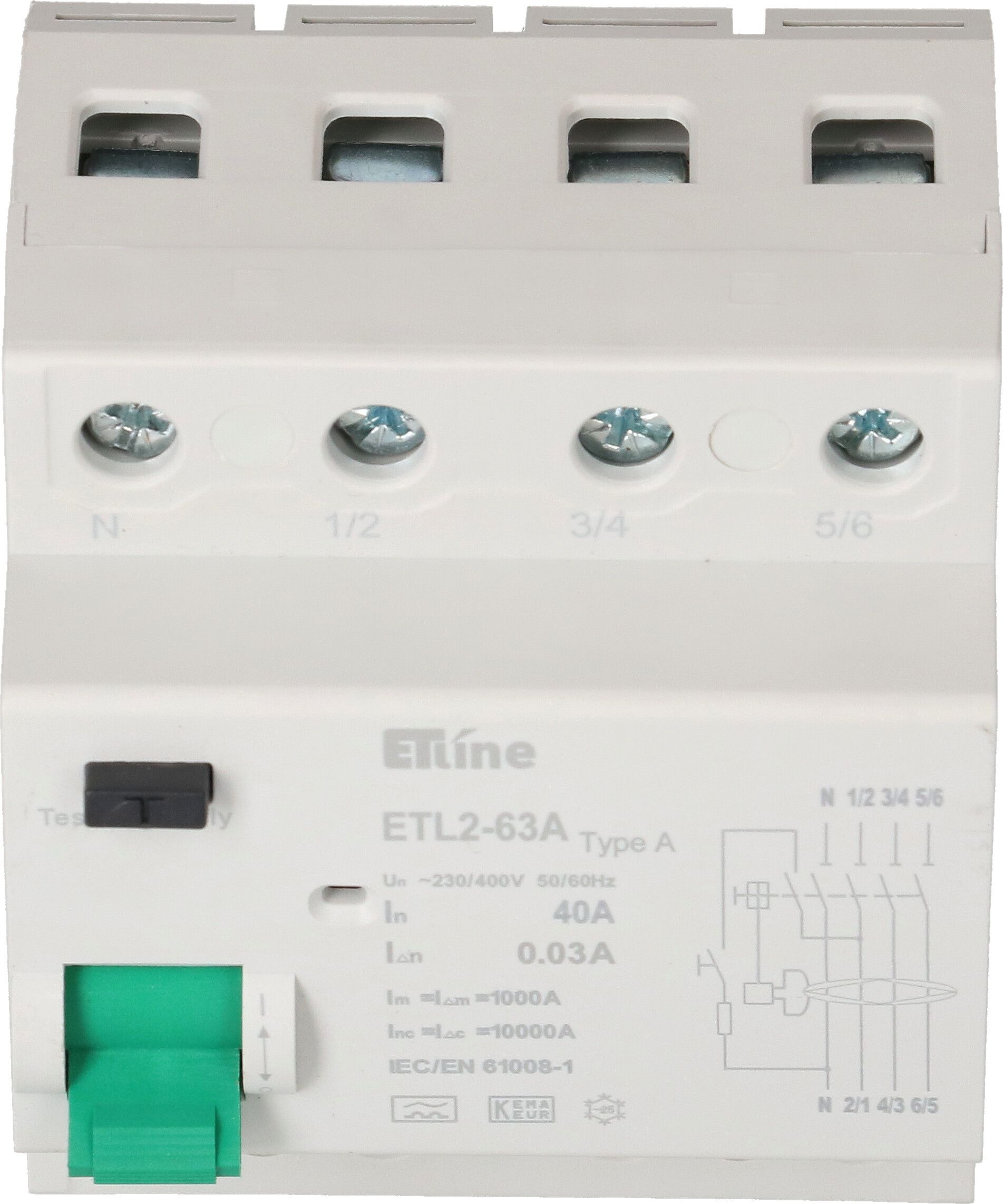 interruttore differenziale 3P+N 40A 30mA tipo A 10kA