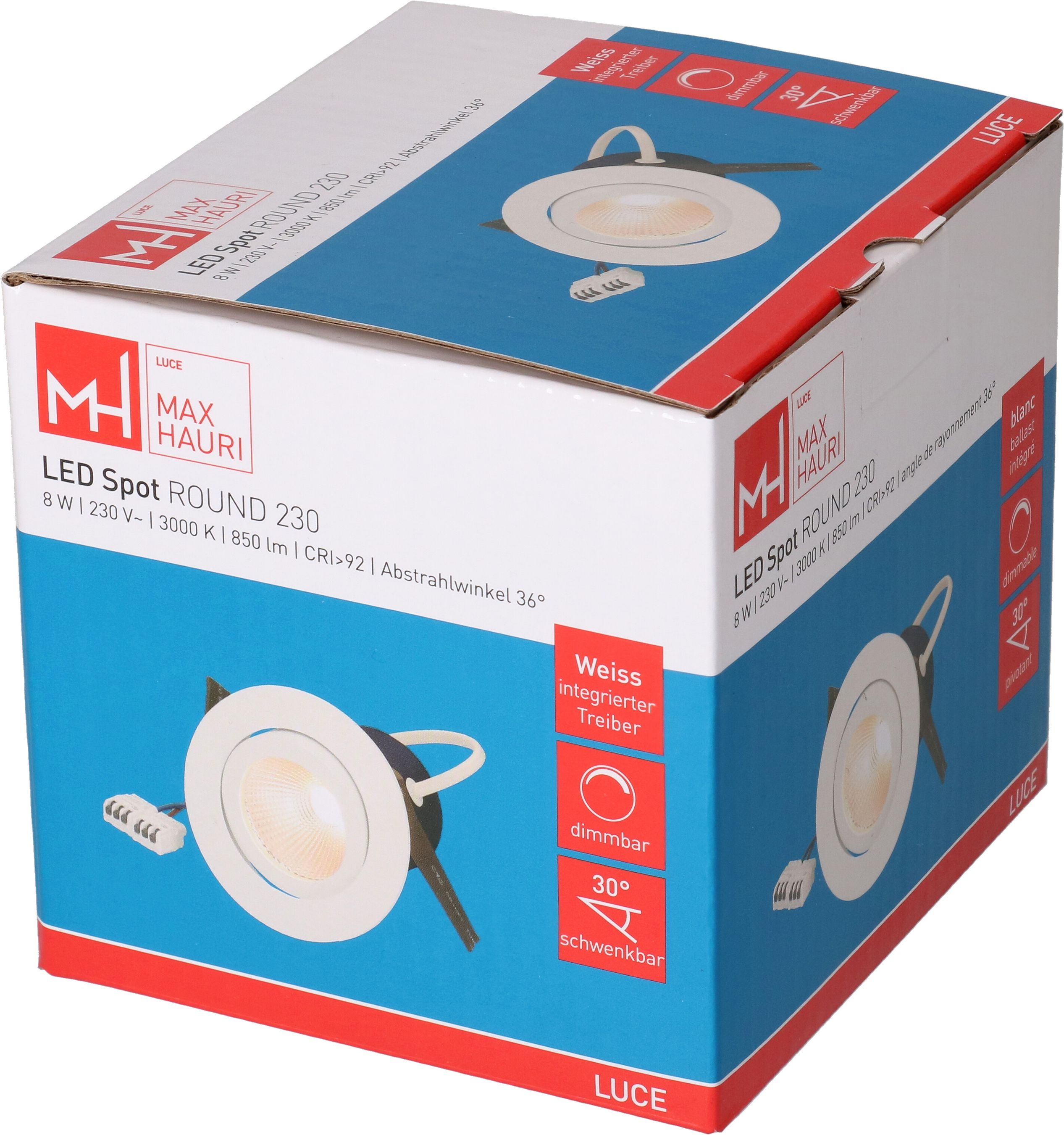 spot encastré à LED ROUND 230 Ø80 blanc 3000K 850lm 36°