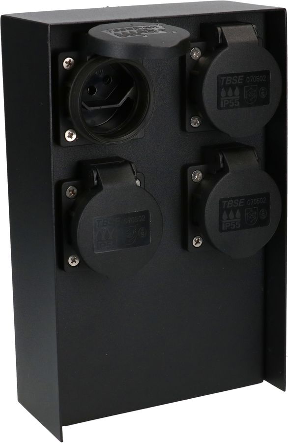 colonne de prises de jardin 4x type 13 IP55 acier noir mat