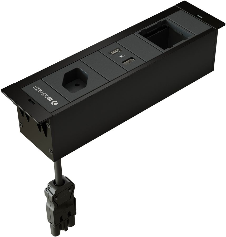 CUBOBOX bloc multipr. noir S 3 fois 1x type 13 1x USB-A/C 1x vide