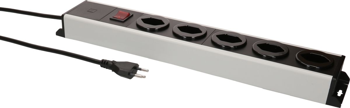 multiprise Power Line 5x type 13 gris/noir interrupteur 5.0m