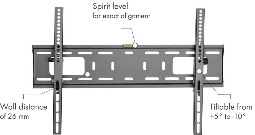 support TV mural TILT 3 noir inclinable jusqu'à 50 kg