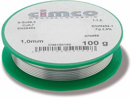 Soudure électro. sans plomb 1.0mm 100g DIN 29453 bobine jetable