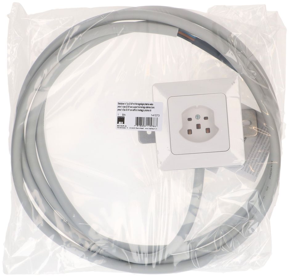 Steckdose 1x Typ 25 AP mit Montagebügel priamos weiss