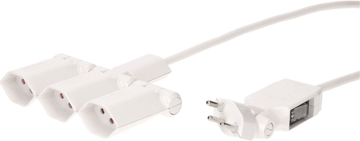 multiprise clip-clap Line 3x type 13 blanc interrupteur 2m
