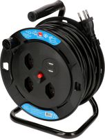 enrouleur de câble 3x type 13 2x USB type A 20m noir