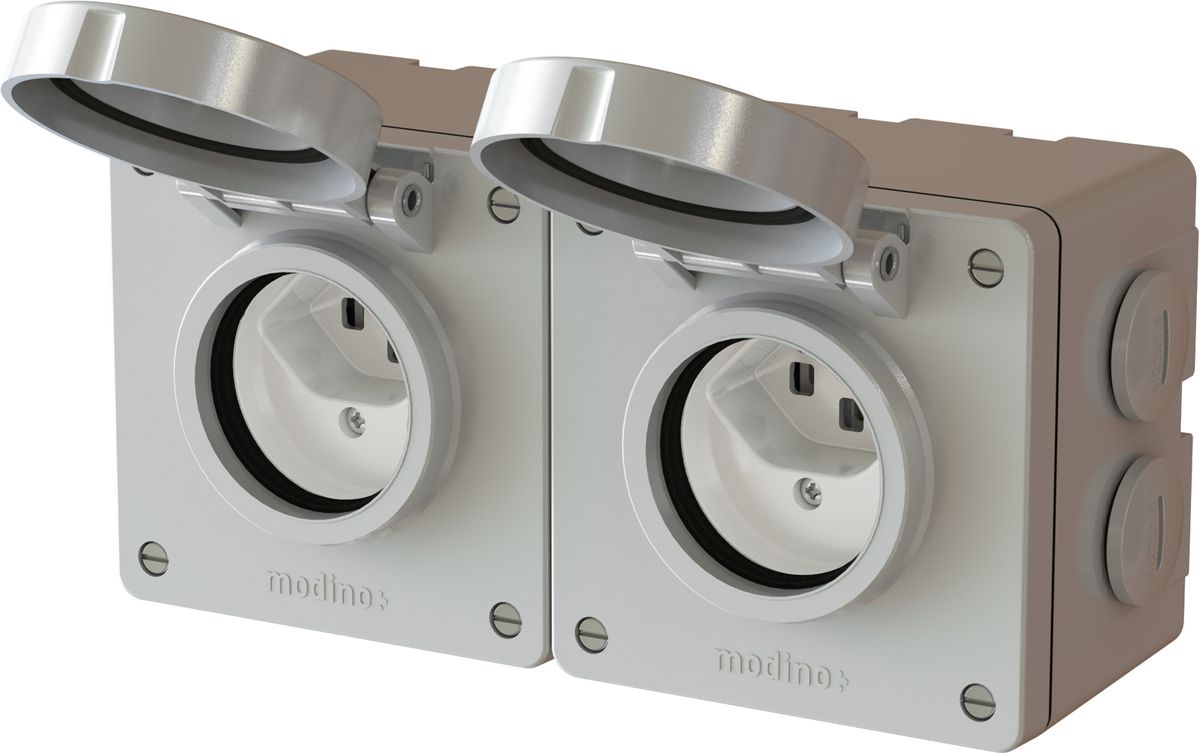 combinaison type 23 / type 23 ta.2x1 AP exo IP55 gris clair