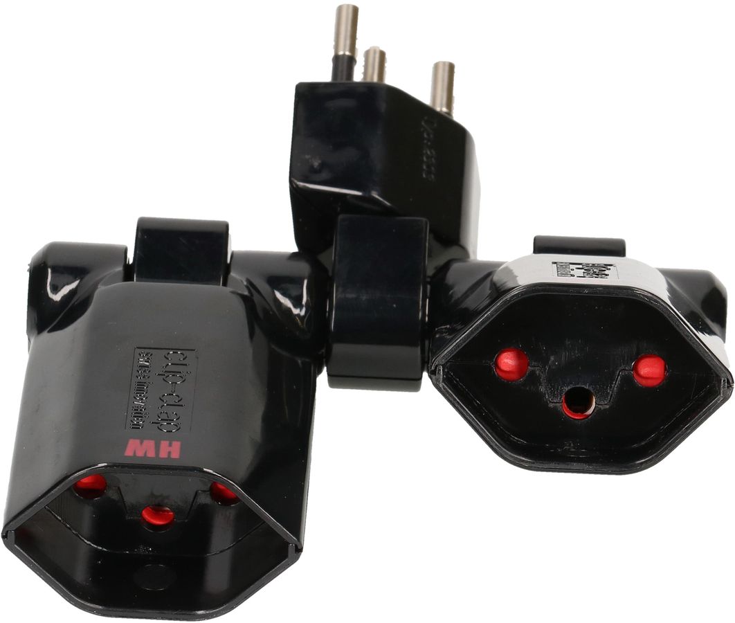 multi adaptateur clip-clap 2x type 13 3 pôles noir BS