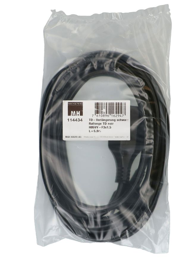 Rallonge TD H05VV-F3G1.5 5m noir type 23 / type 23