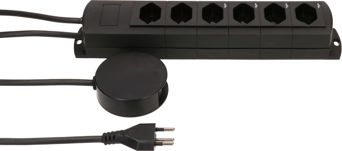 multiprise Prime Line 4+2x type 13 noir interr. ext. aimant 3m