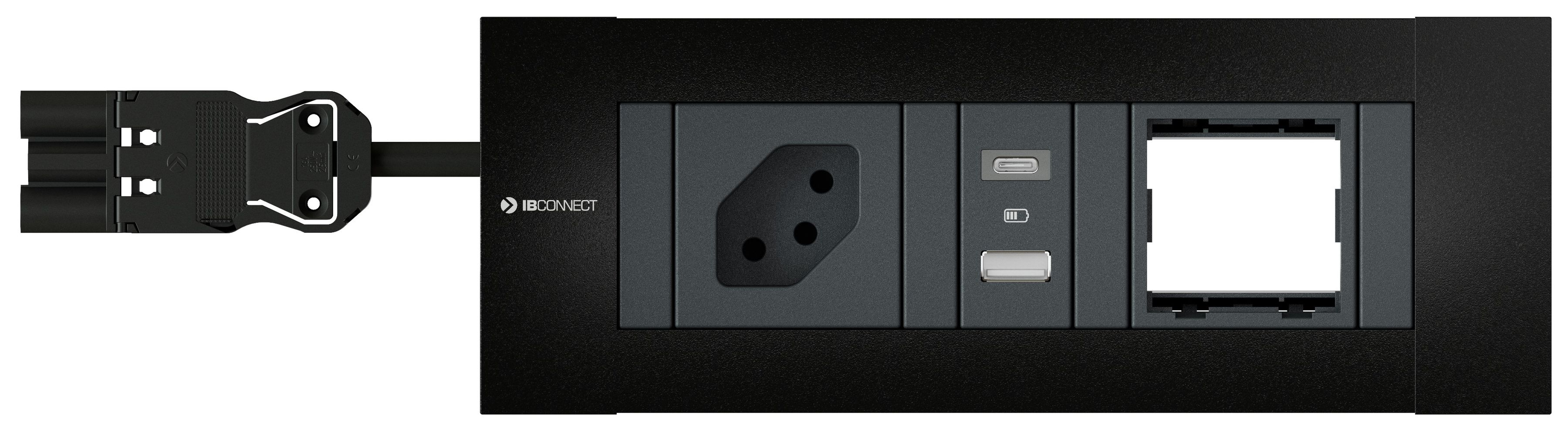 INTRO2.0 bloc multiprise noir 1x type 13 1x USB-A/C 1x vide