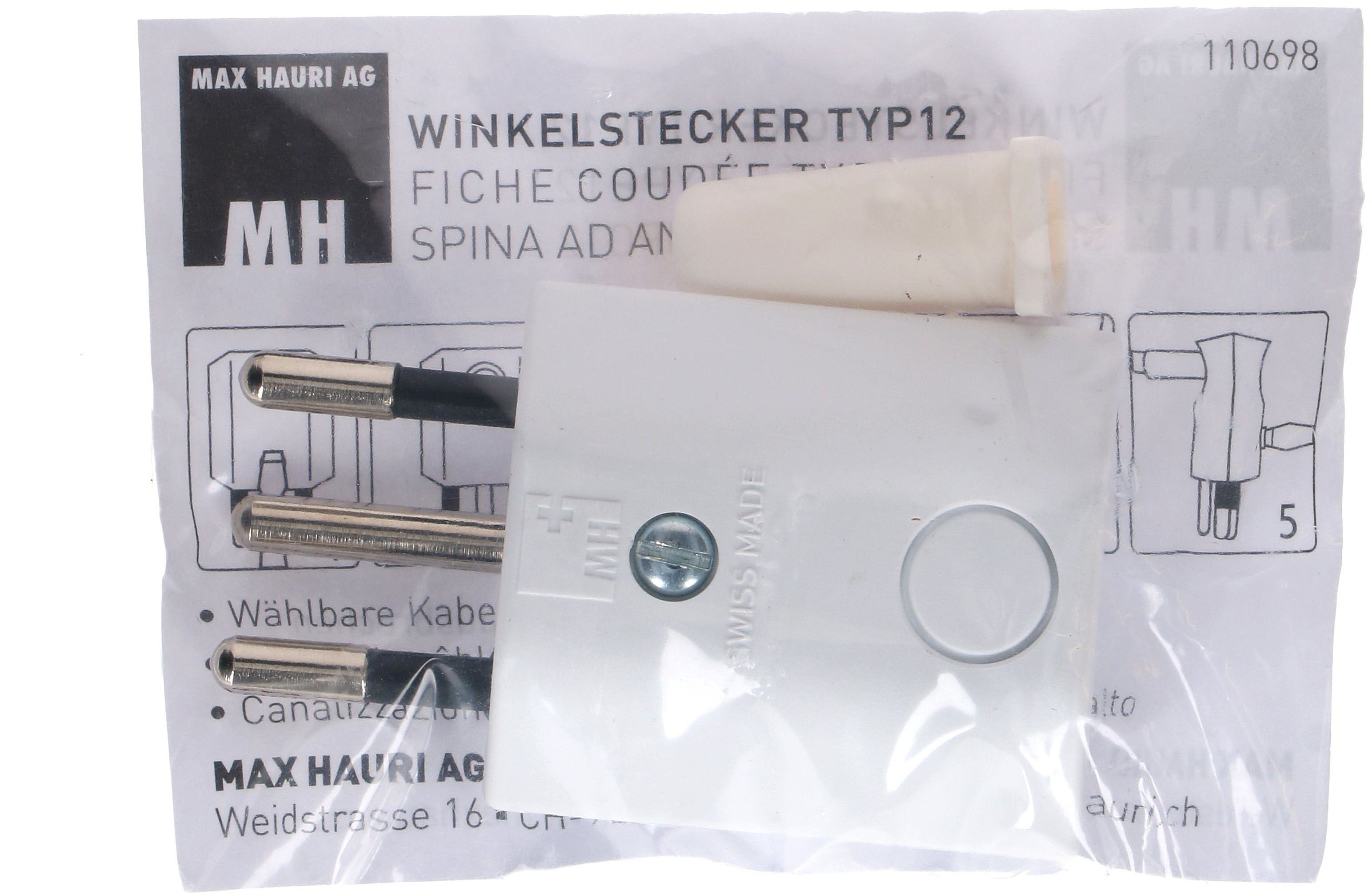 fiche type 12 coudée 3 pôles blanc