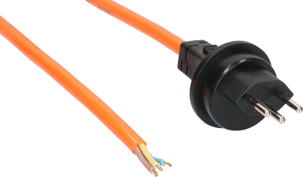 PUR-Netzkabel H07BQ-F3G1.5mm2 5m orange Typ 13 IP55