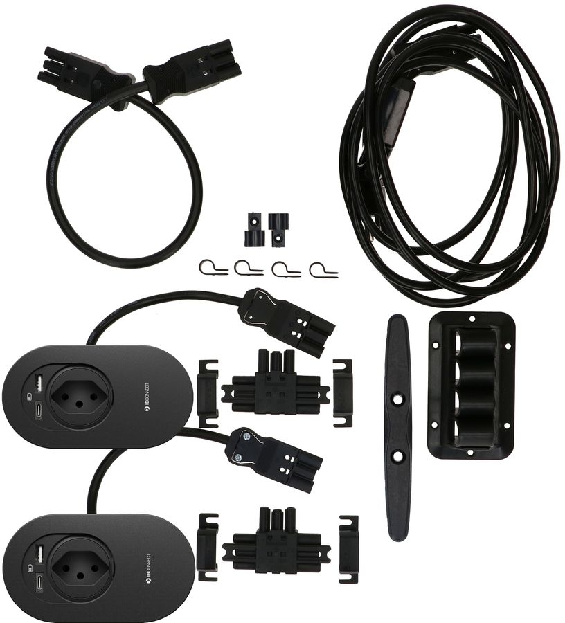 Twin set di raccordi ORBIT presa multipla nero tipo 13 USB-A/C