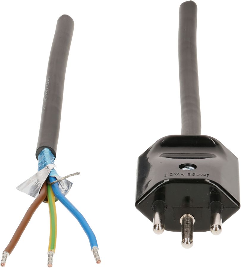 Câble secteur 3G1.0 3m noir blindé avec type 12 fiche