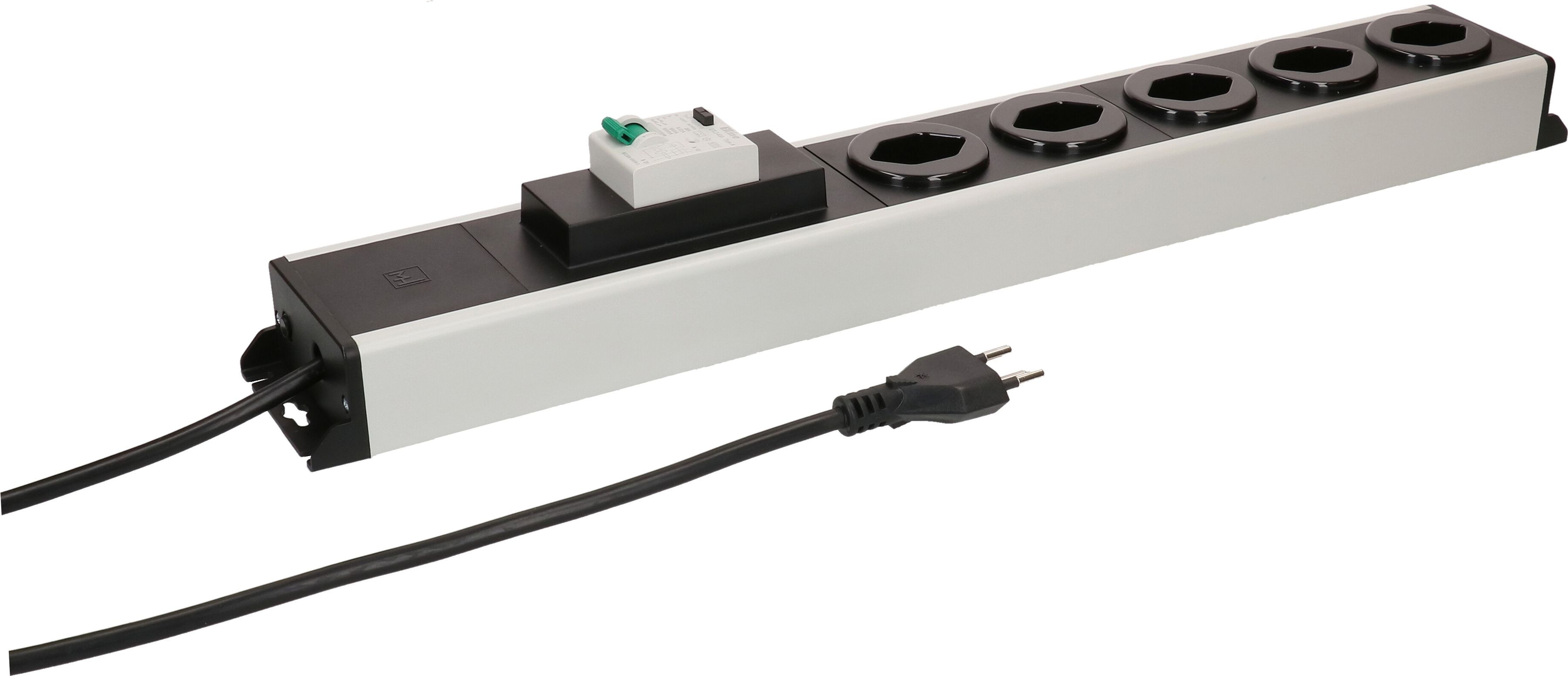 multiprise Power Line 5x type 13 gris/noir FI 30mA / 10A 1.5m
