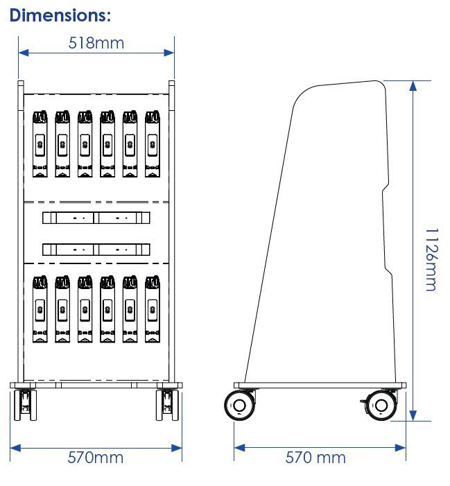 LIBERTY Charging Cart incl. 12 batteries avec 2x USB-C blanc