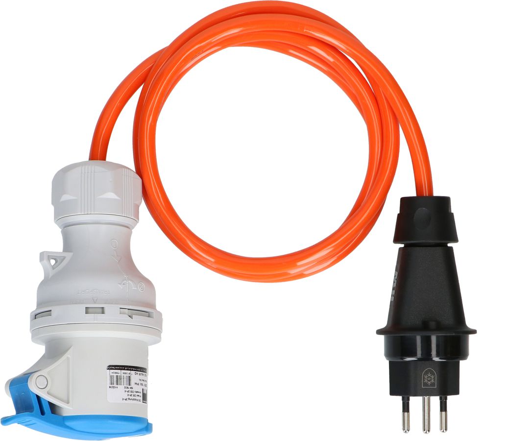 câble adaptateur type 13 IP55 + fusible 10A / CEE16-3 bleu 1.5m