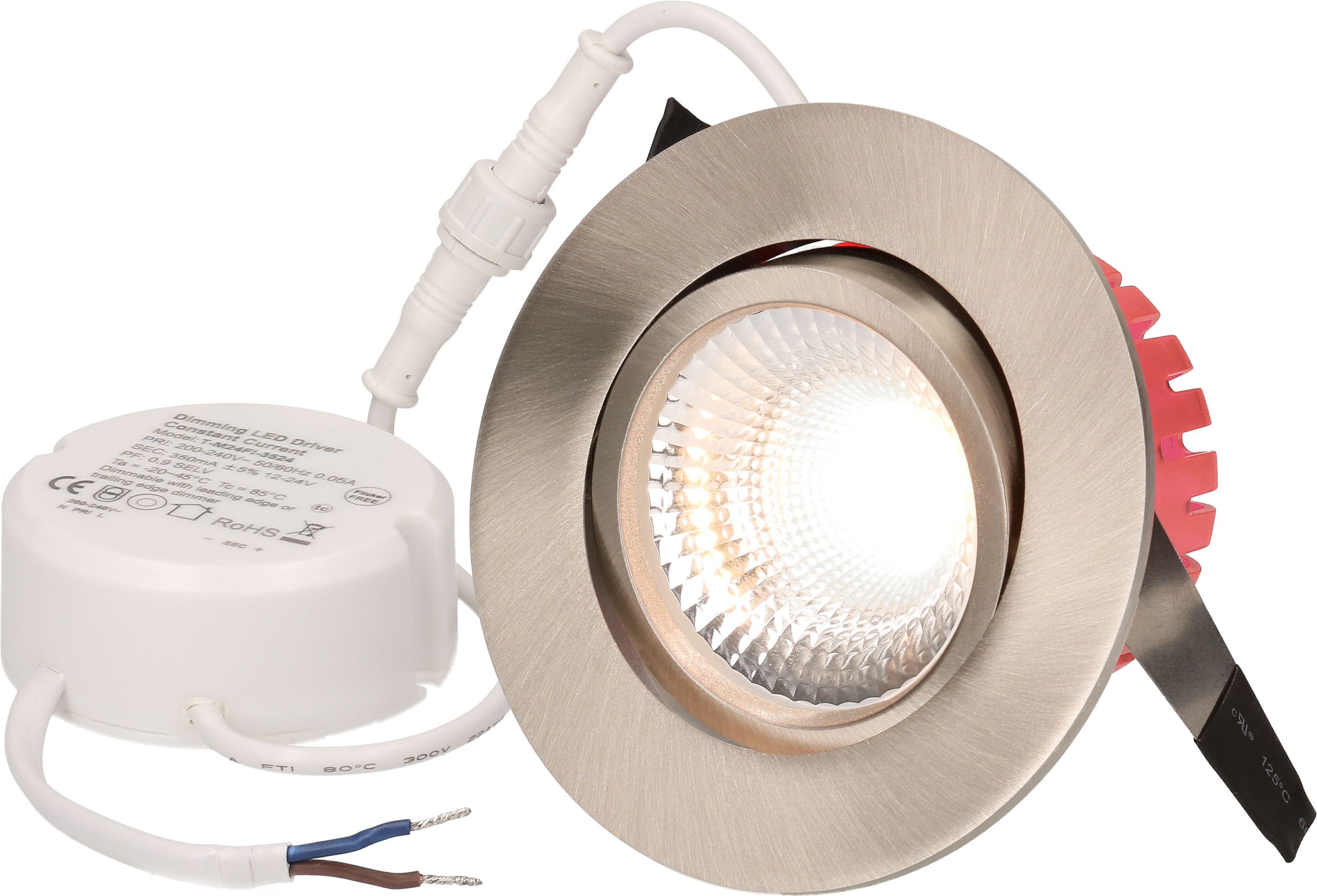 spot encastré à LED SOLVO-IP65 Ø80 nickel brossé 3000K 750lm 38°