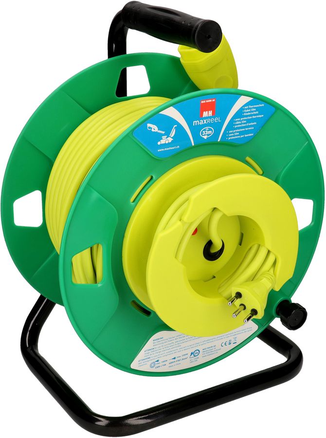 enrouleur de câble de jardin 1x type 13 33m noir/vert/vert fluo