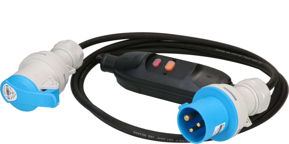 rallonge CEE +FI interrupteur intermédiaire de protection 3m IP44