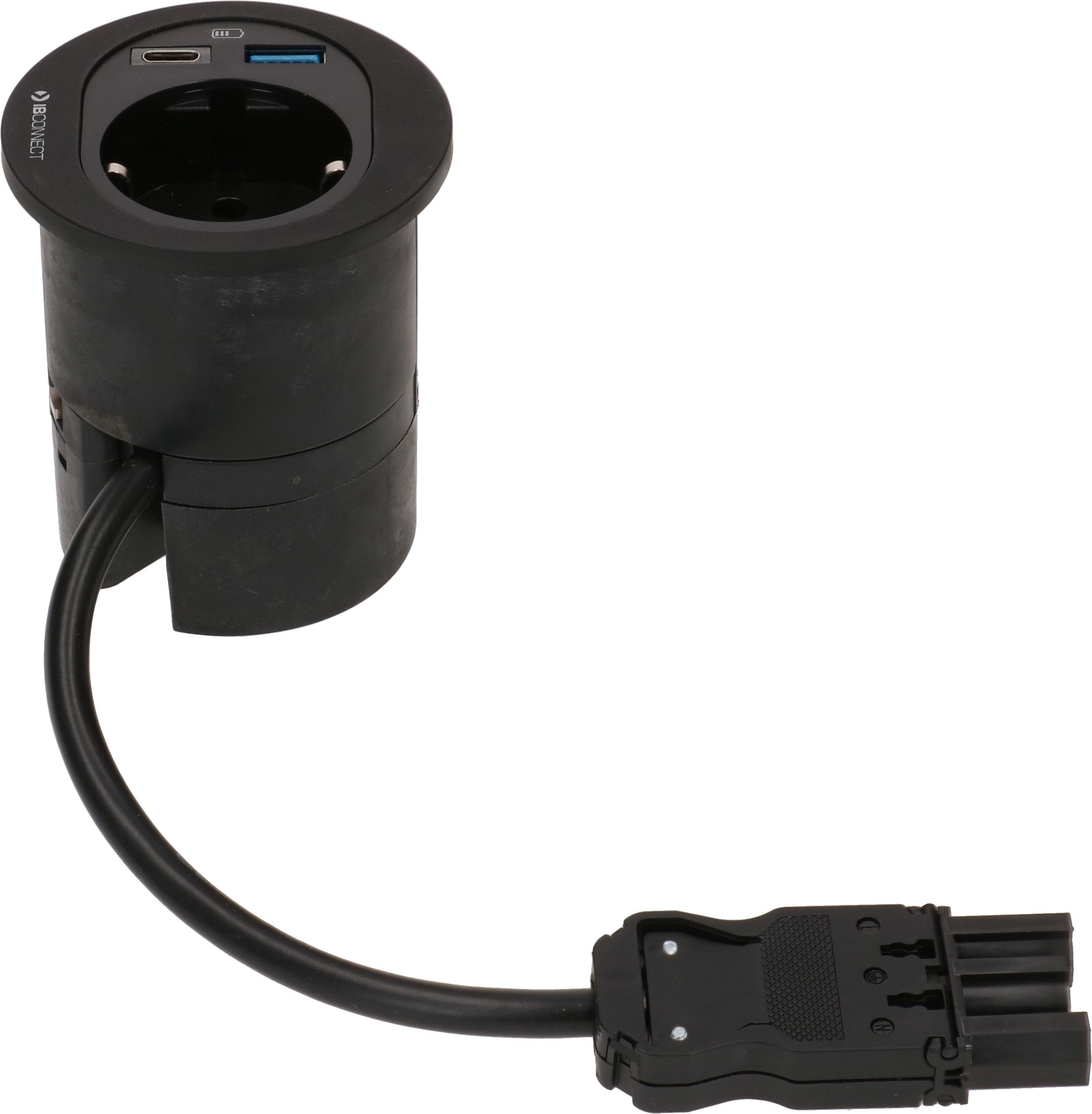 ATOM presa multipla nero 1x Schuko 1x USB-A 1x USB-C