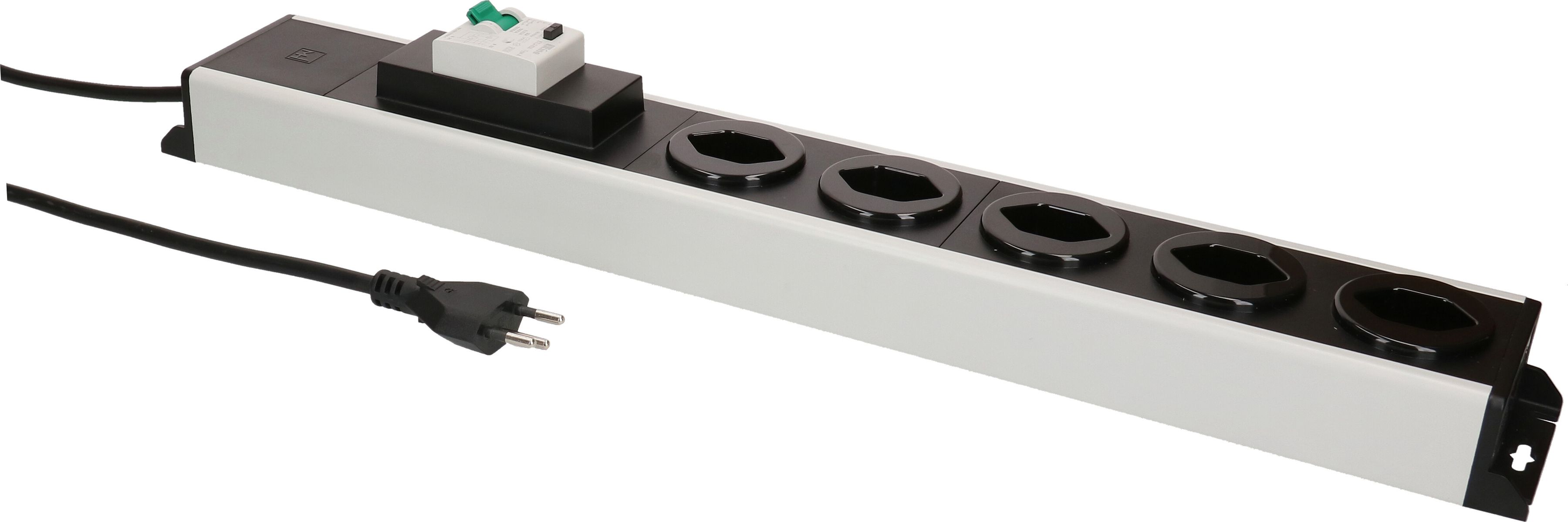 multiprise Power Line 5x type 13 gris/noir FI 30mA / 10A 1.5m