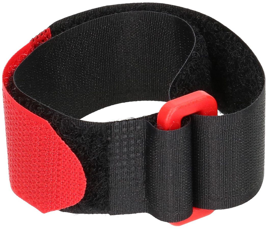 Sangle velcro avec oeillet plastique 25x300mm rouge/noir