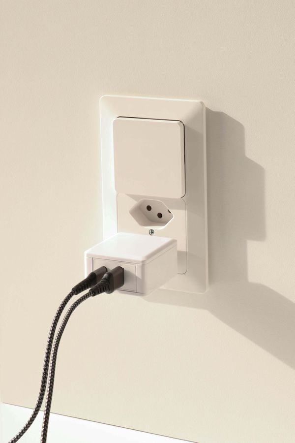 adattatore di ricarica rapida USB 1x USB-C PD 1x USB-A 45W bianco