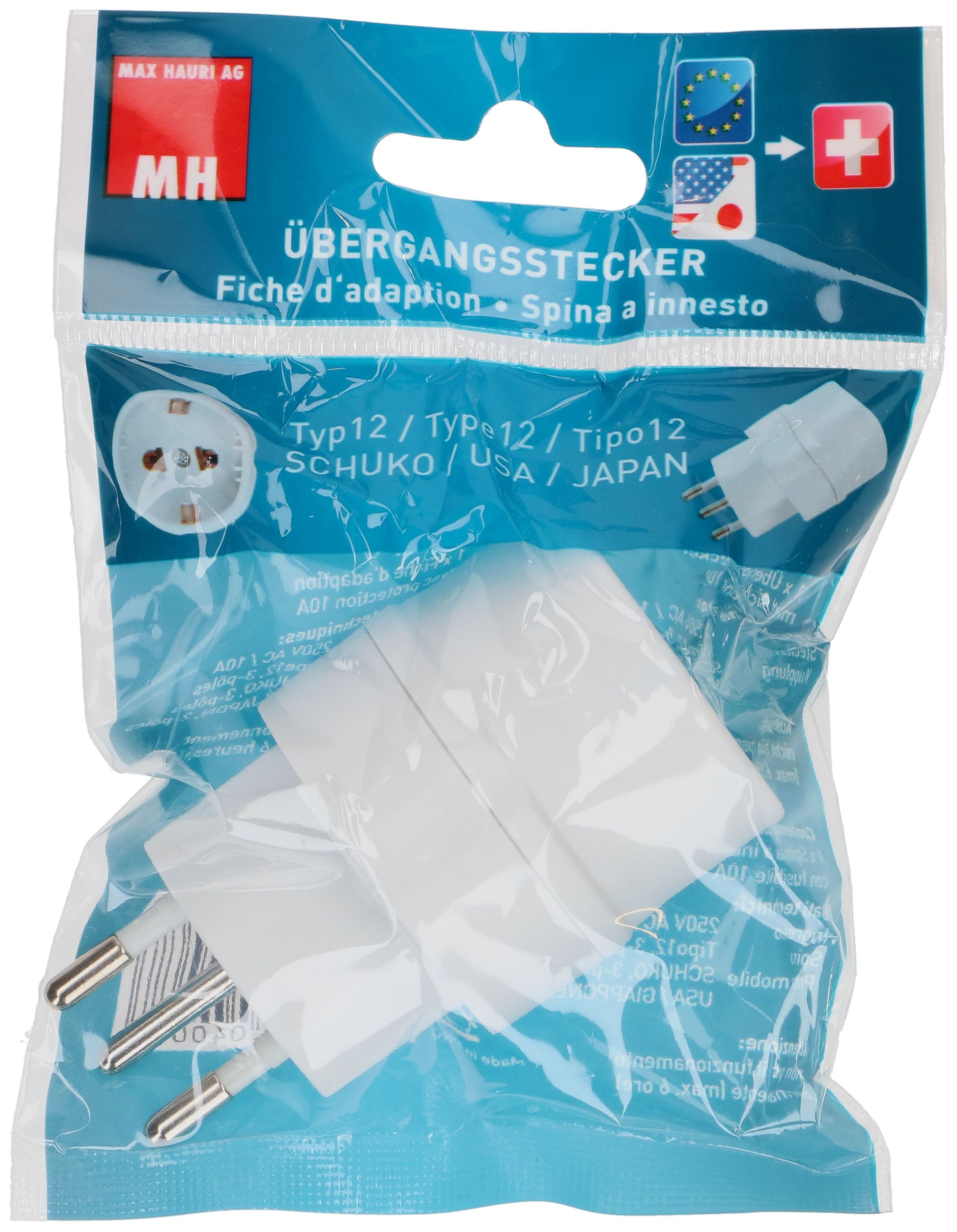 adaptateur de voyage type 12 / Schuko USA Japon 3/2-pôles blanc