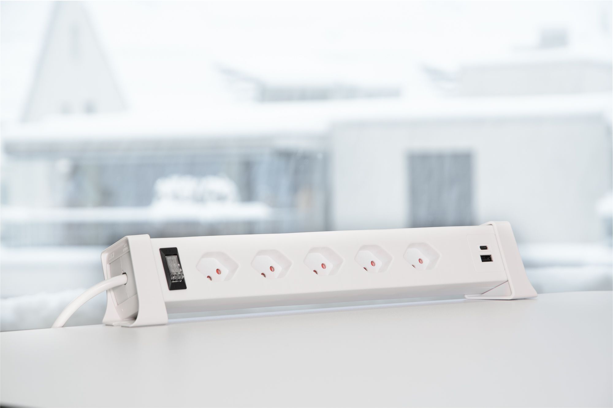 Support blanc pour multiprise Safety Line