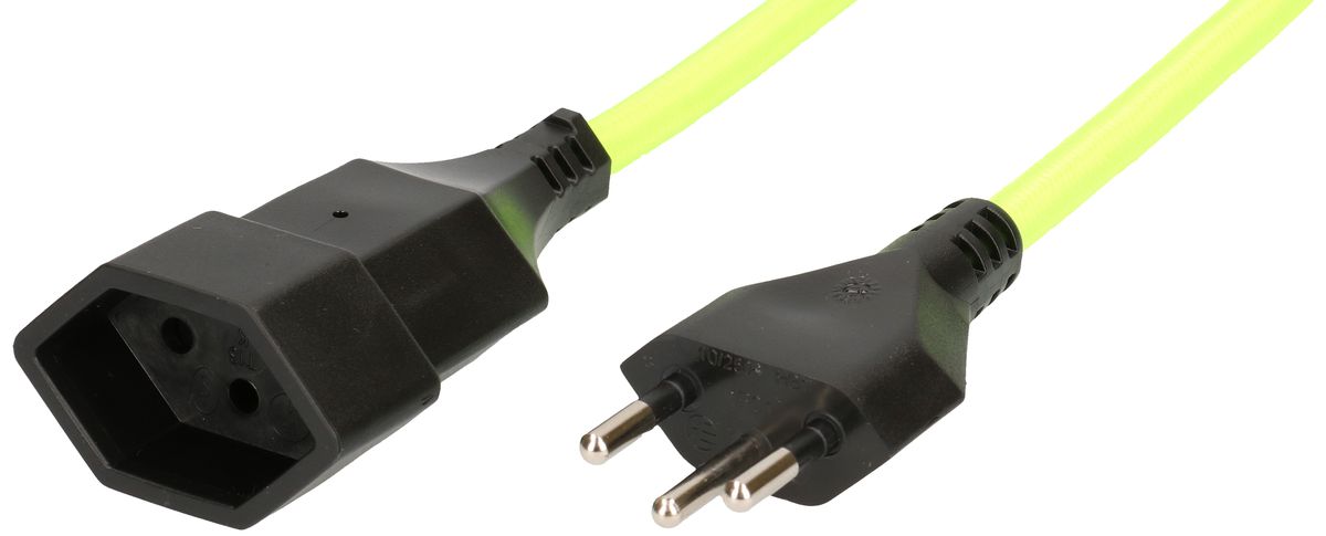 Rallonge textile H05VV-F3G1.0 3m jaune fluo. type 12 / type 13