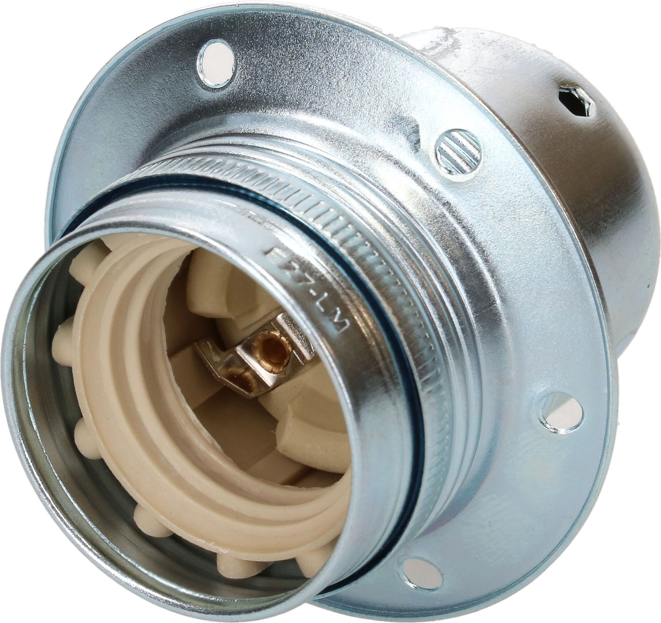 douille métal E27 avec anneau M10x1 acier chrome