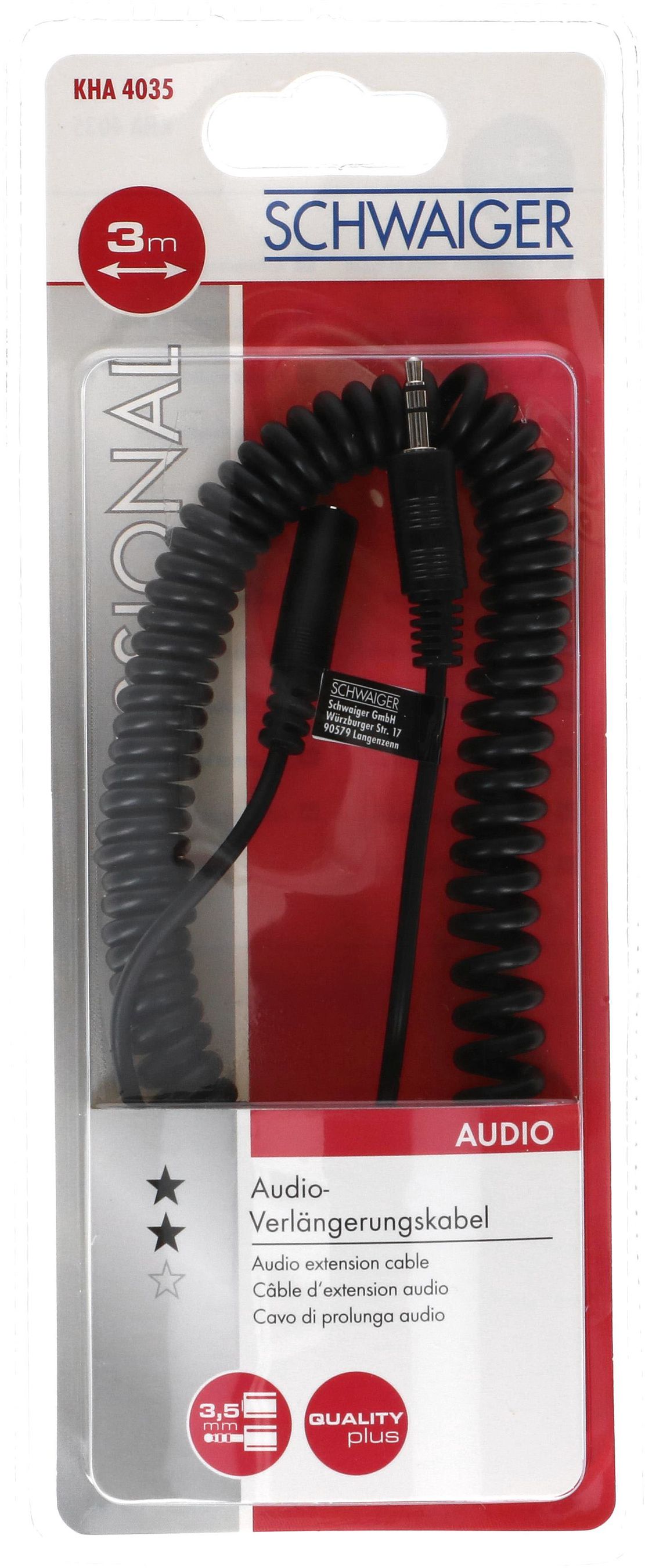 rallonge audio stéréo fiche/prise jack en spirale 3m noir