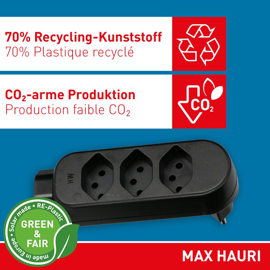 multi adaptateur ADAPT 3+1x type 13 noir rotatif Green+Fair