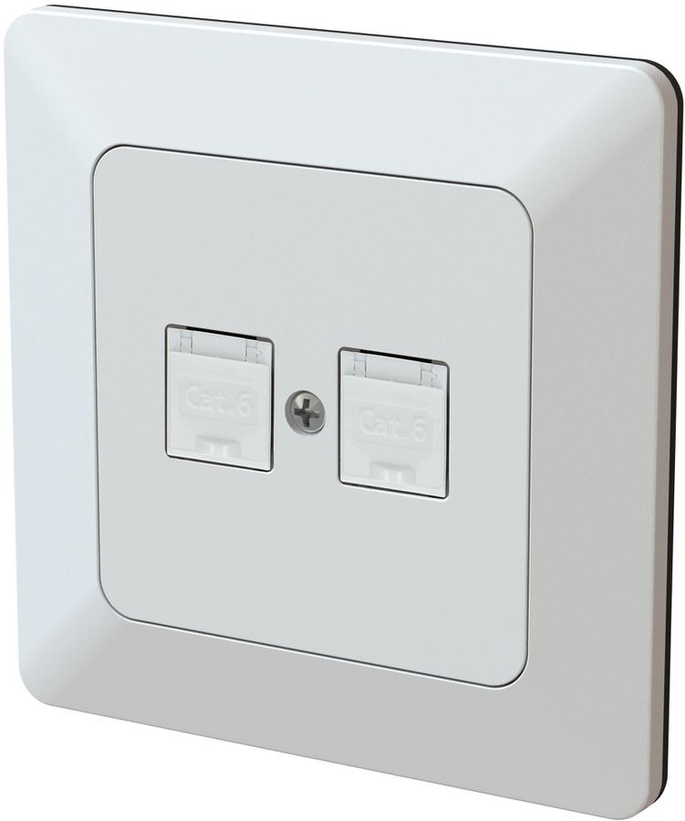 prise réseau 2x RJ45 cat.6 non blindé ENC priamos blanc