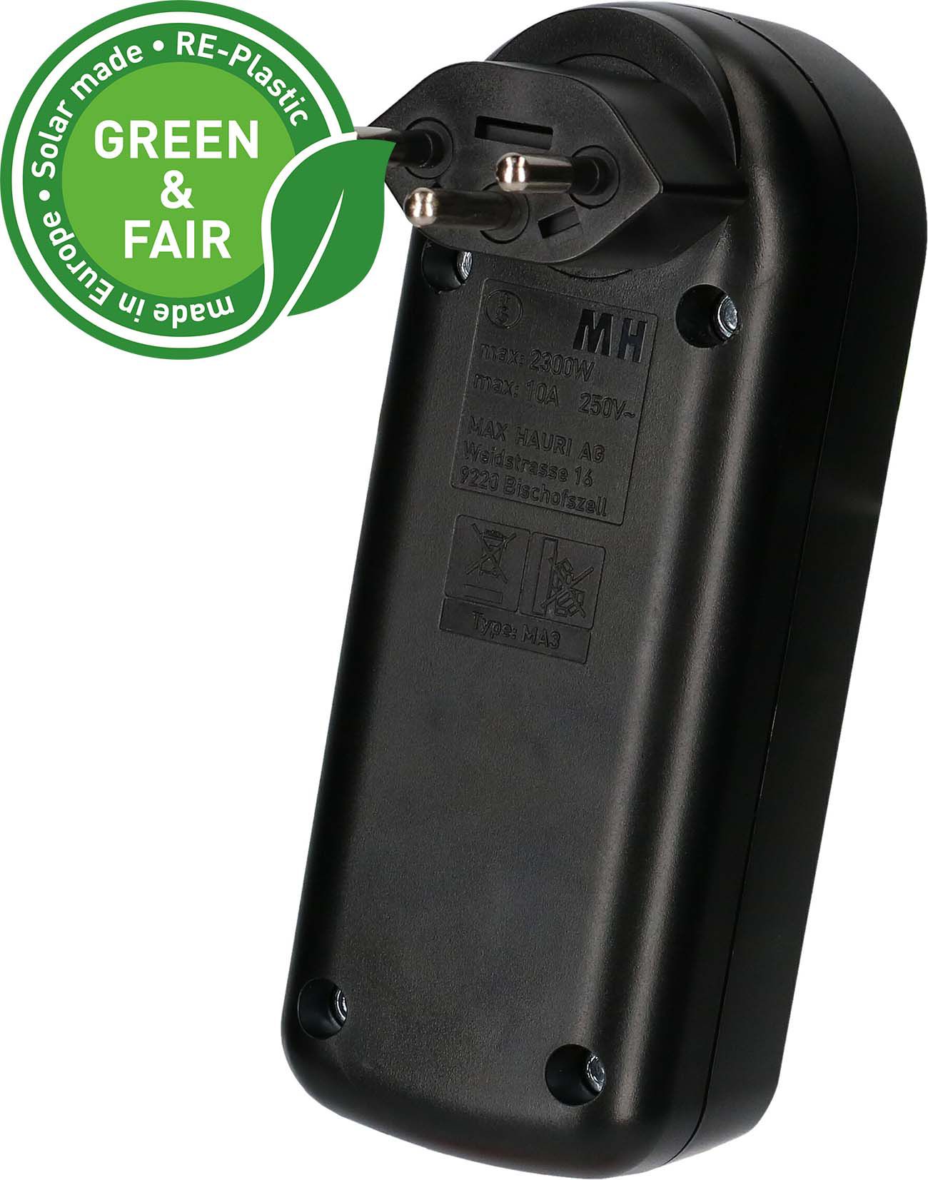multi adaptateur ADAPT 3x type 13 noir rotatif Green+Fair