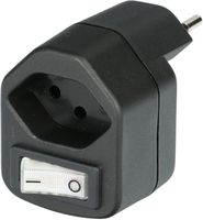 multi adaptateur 1x type 13 3 pôles noir interrupteur