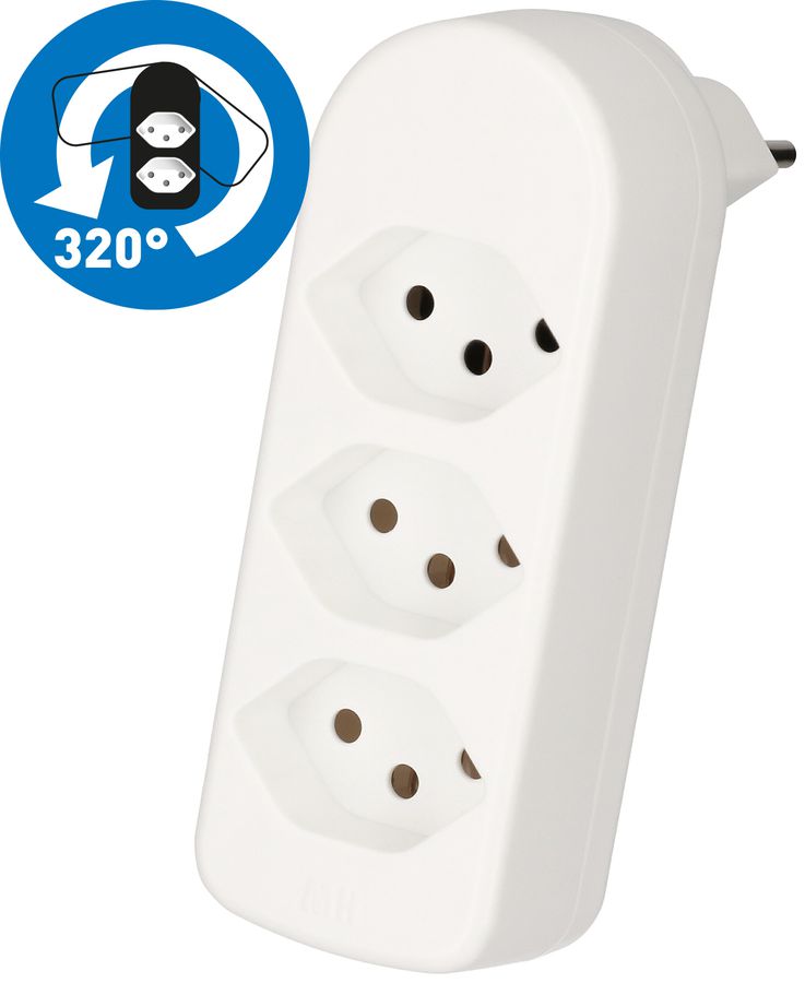 multi adaptateur ADAPT 3x type 13 blanc rotatif