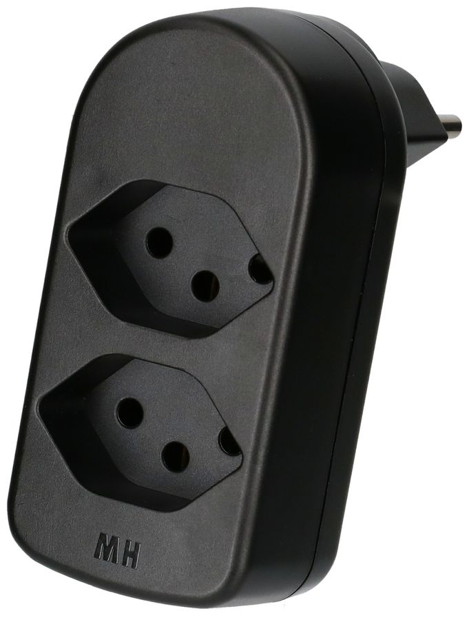 Abzweigstecker ADAPT 2x Typ 13 schwarz drehbar Green+Fair